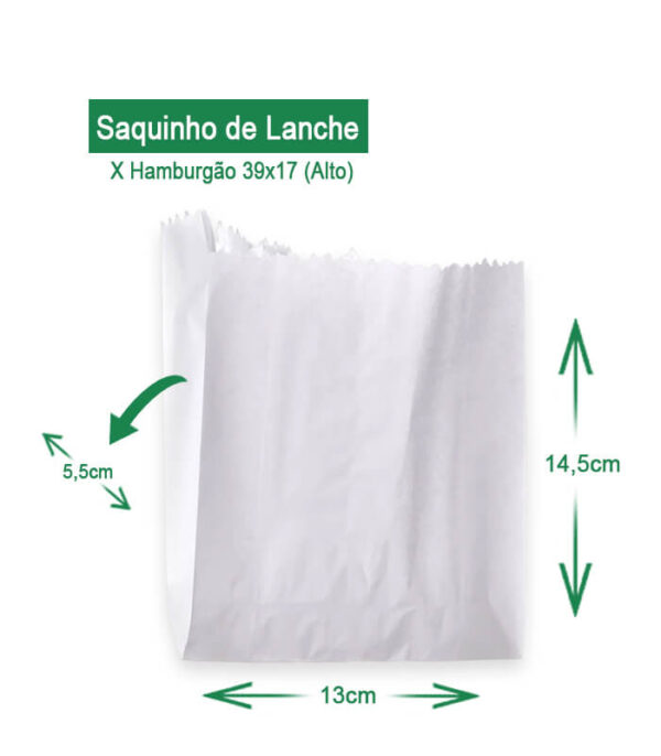 saquinho de lanche 39x17 saco x cristal 39x17 alto AV Embalagens.